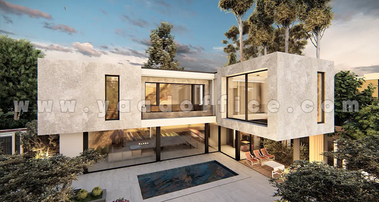 طراحی ویلا با نمای شیشه‌ای در شمال ایران